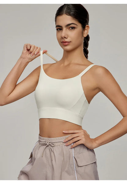 Sports Bra for Women, Shockproof Fixed Cup, Sexy and Beautiful Back, Breathable Fitness Bra with Chest Cushion