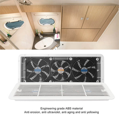 Rv Refrigerator Cooling Fan Three Fans Quiet Wide Application 12V Rv Fridge Fan with Protecting Net for  Motorhome Yacht