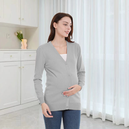Maternity Cardigan Long Sleeve Spring Autumn Stretch Breastfeeding Clothes for Postpartum Women Nursing Coat Tops