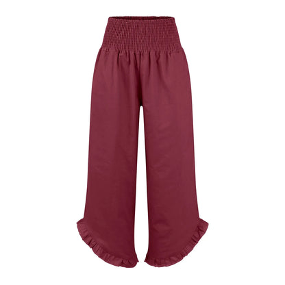 Summer Womens Palazzo Pants Summer Casual Flowy Wide Leg Trousers Beach Travel Vacation Outfits All Match Loose Baggay Pants