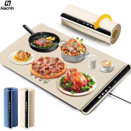 Electric Warming Tray Food Warmer Foldable Food Warming Mat Electric Warming Pad for Food Portable Silicone Food Warmer Plate