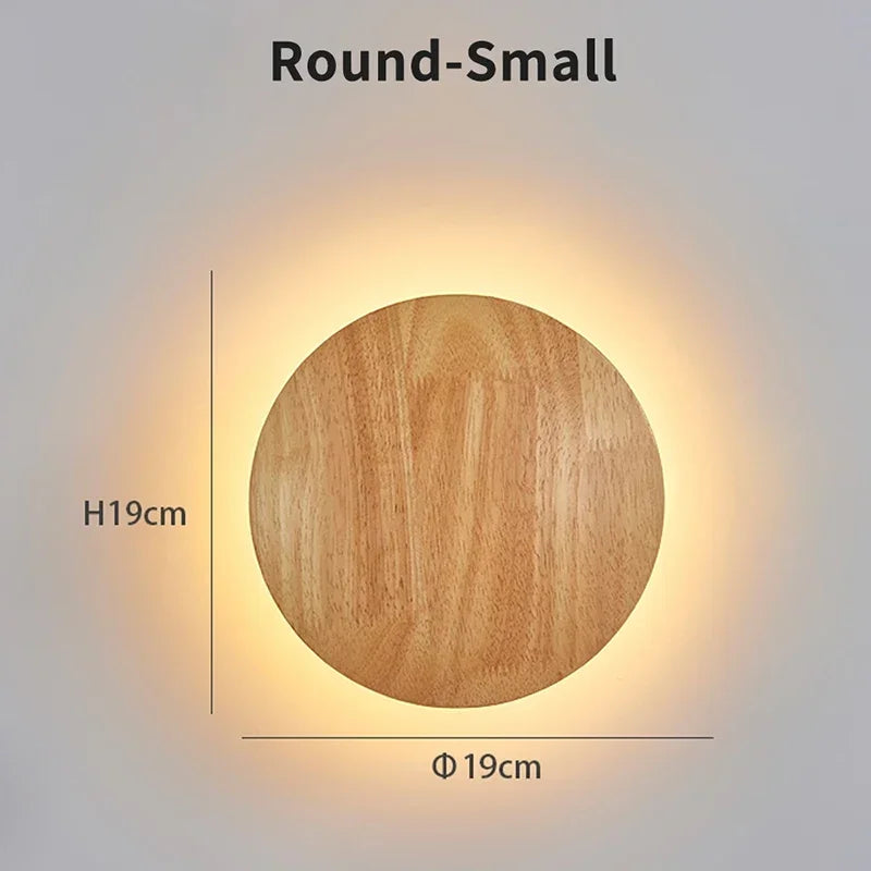 LED Wall Lights Modern Circular Creative Minimalist Wooden Lighting Fixtures Living Room Bedroom Corridor Decoration Lighting