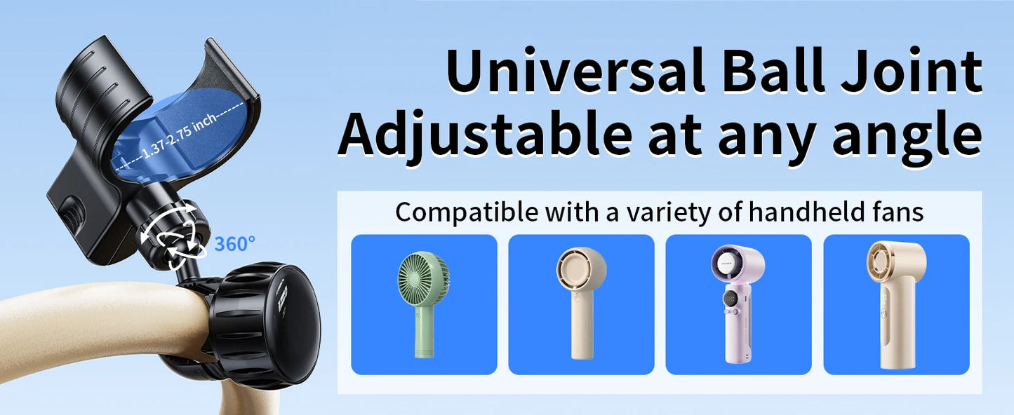 Hipacool Baby Stroller Handheld Fan Holder Clip Adjustable Universal Handheld Fan Turn to Clip-on Fan Baby Stroller Accessories