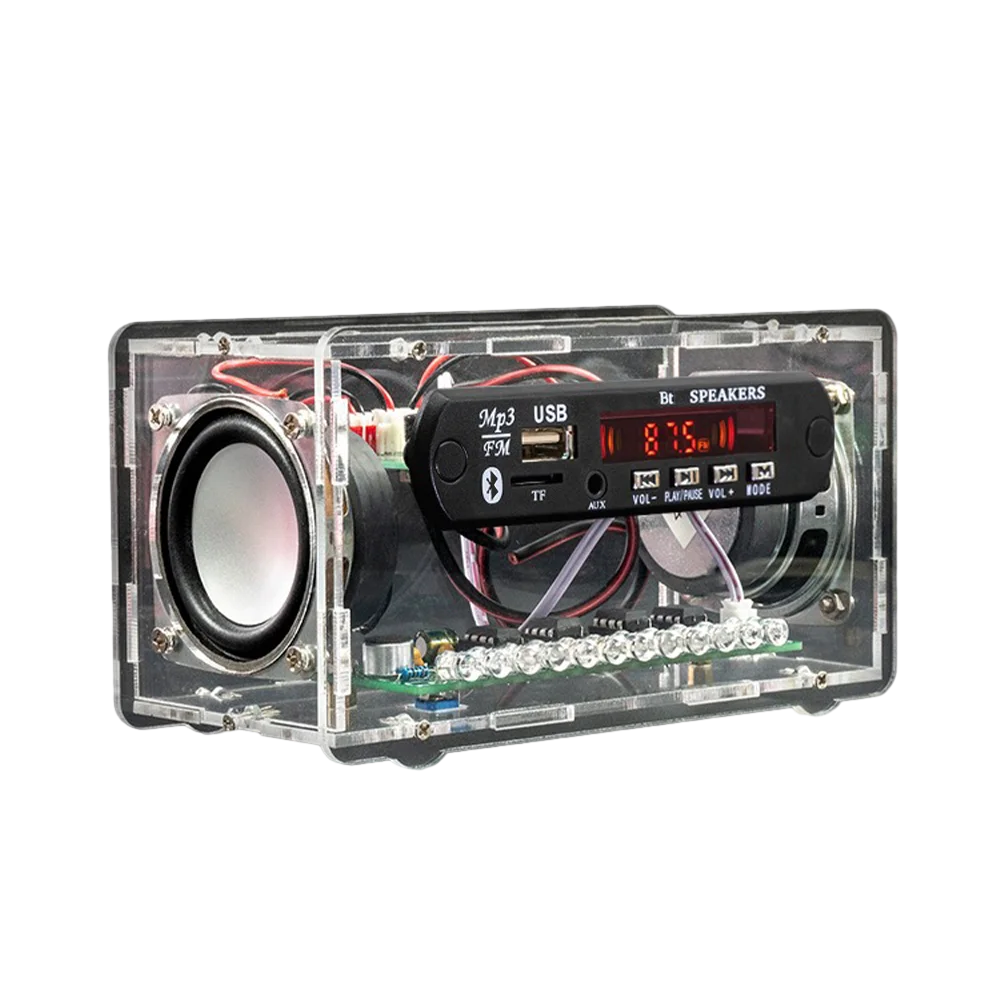 FM Radio DIY Electronics Kit Bluetooth 5.0-Compatible Speaker with Voice-activated Level Indicator DIY Electronics Kit