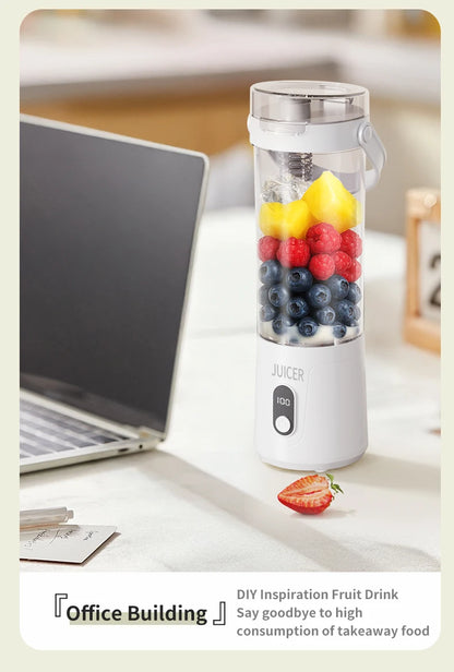 Portable Juice Blender 600ml 12 Blades Fast Blending USB Rechargeable For Outdoor Milkshake Smoothie Electric Juicing Cup