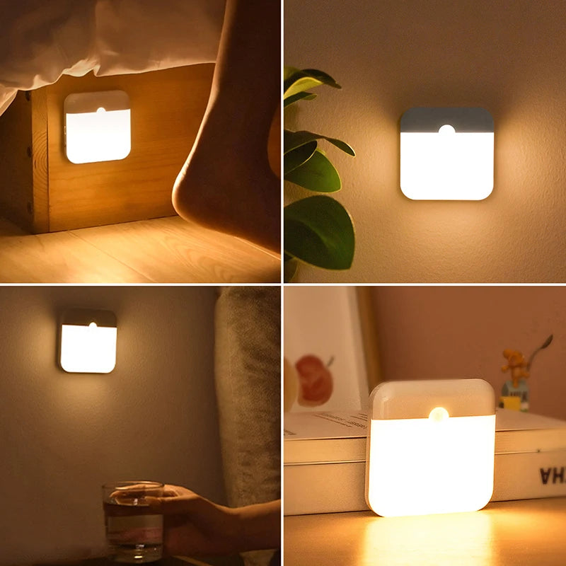 LED Wireless Night Light, Human Motion Sensor Lantern Rechargeable Wall Lamp, for Camping Summer Stairs Closet Kitchen Toilet