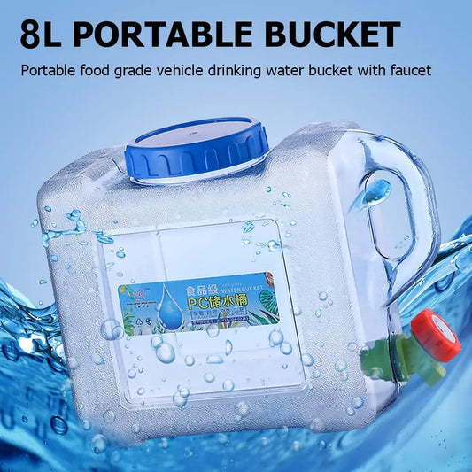 8 L Water Container with Faucet Water Carrier Canister Large Capacity Water Bottle Water Can Bucket Food Grade Water Container