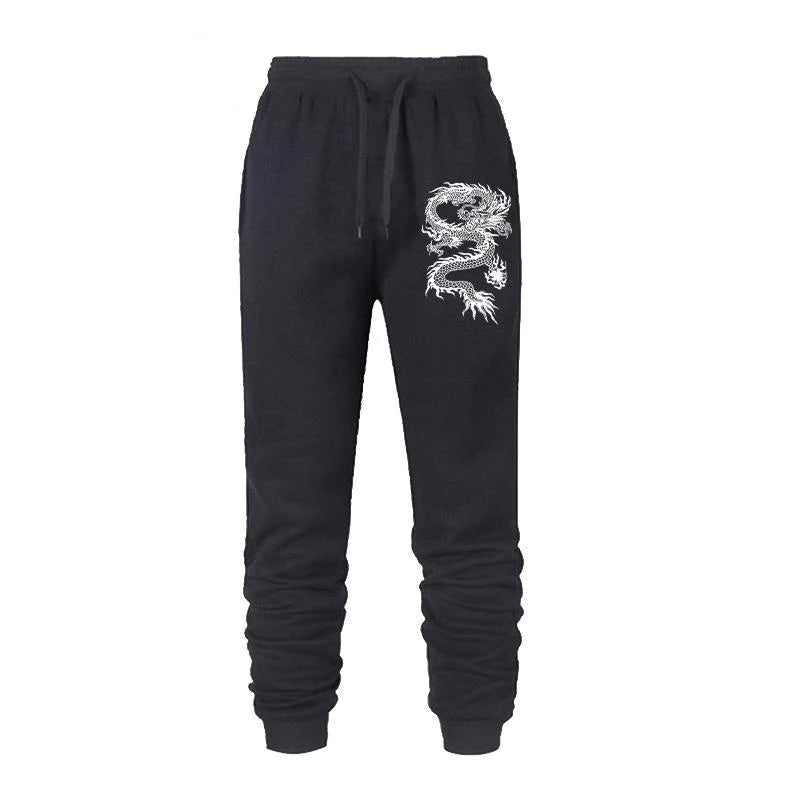 Fashion Casual Dragon Printed Jogger Pants Men Fitness Gyms Pants Tight Outdoor Sweatpants Running Pants Mens Trousers S-4XL