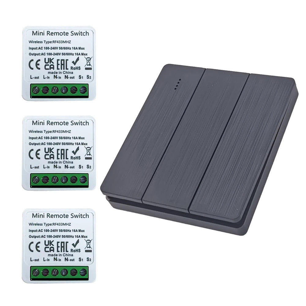 Wireless Smart Switch Light 433Mhz RF 86 Wall Panel Switch with Remote Control Mini Relay Receiver Home Led Light Lamp Fan
