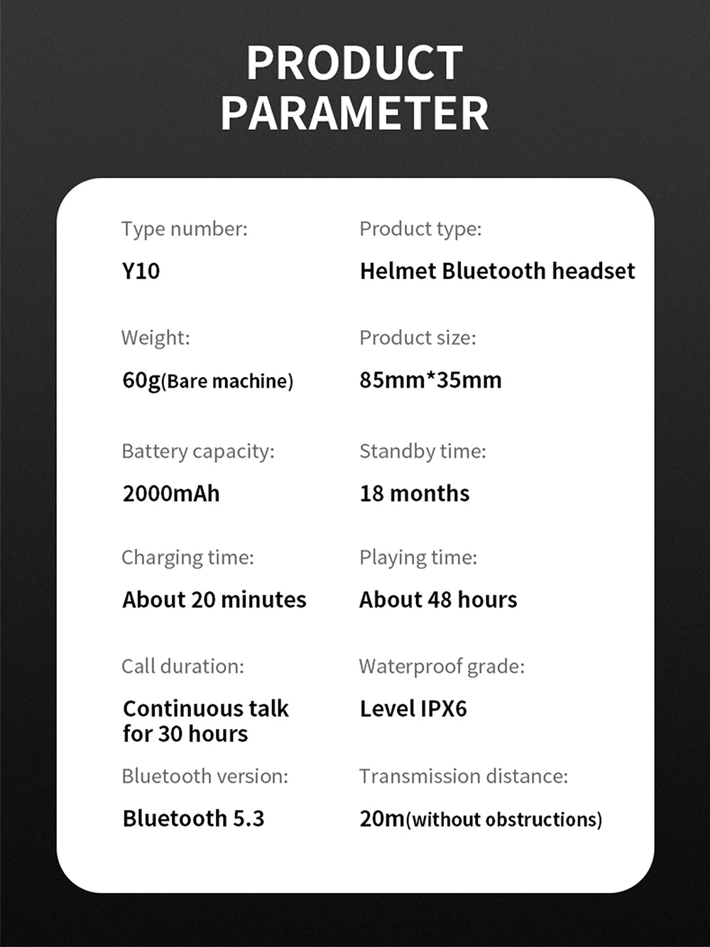 Bluetooth Motorcycle Helmet Headset 5.3 Wireless IPX6 Waterproof Noice Reduction Earphone 2000mah Long Standby Handsfree