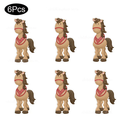 6Pcs Farm Birthday Party Animals KT Board Farm Cow Cutouts DIY Birthday Balloons Farm Theme Birthday Baby Shower Party Backdrops