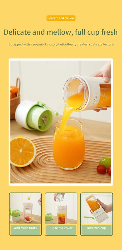 Portable Juicer Mini Electric Blender Multifunction Juice Maker Machine Fruit Mixers Extractors Smoothies Mixer 6 Blades 1200mAh