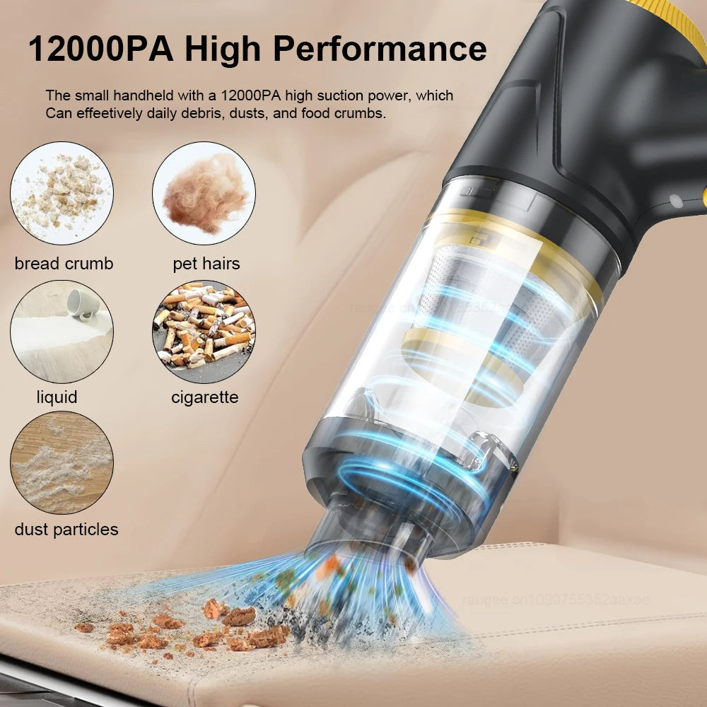Car Vacuum Cleaner 12000PA Portable Vacuum Cleaner Strong Suction Handheld Vacuum Cleaner Wireless Vacuum Cleaner for Car Home