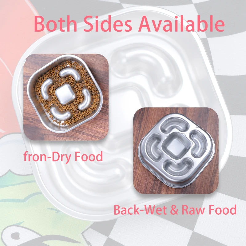 Dog Slow Feeder Bowls 304 Stainless Steel Dog Slow Feeder Bowl Available on Both Sides Slow Feeding Feeder Pets Cats Dog Bowls
