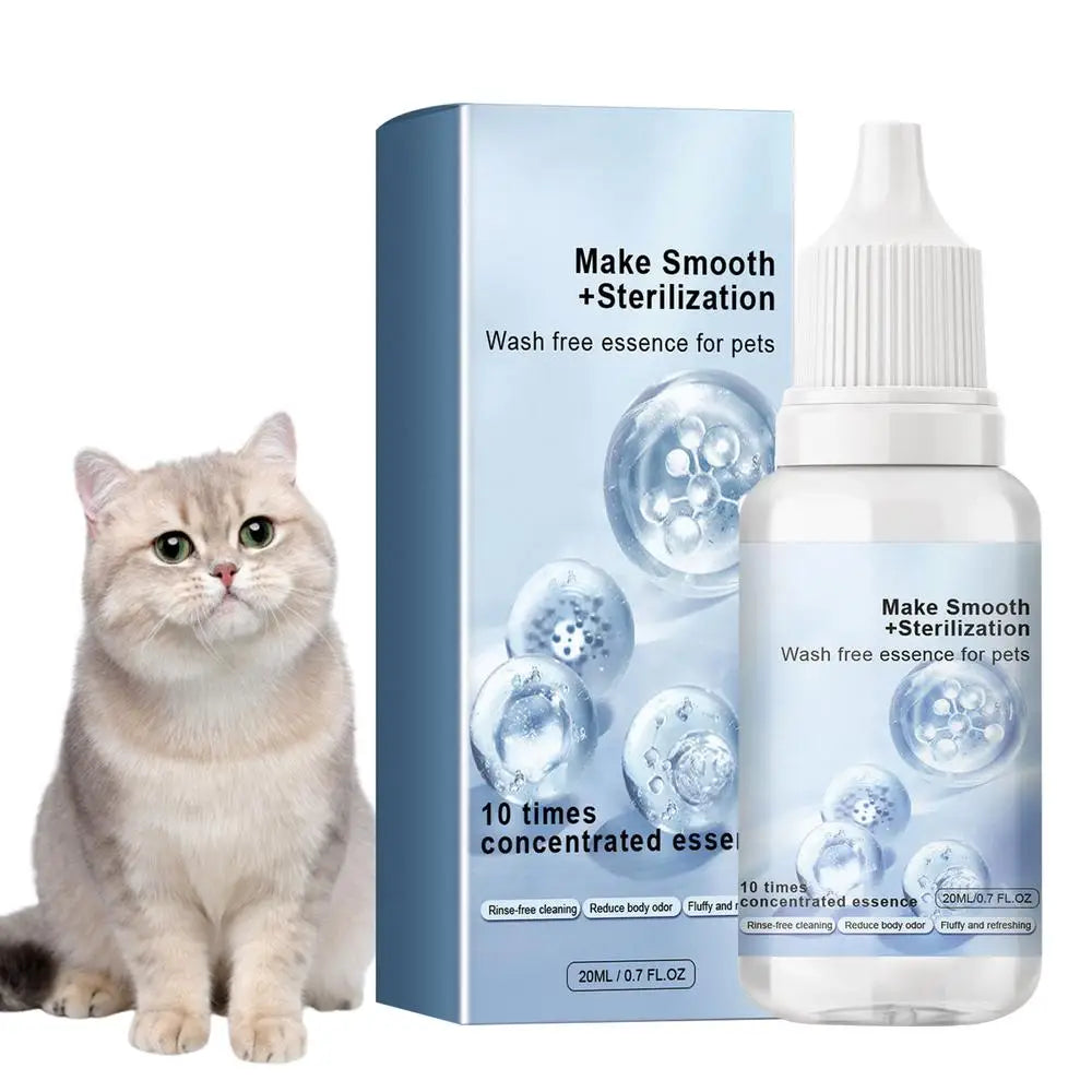 Pet Dry Cleaning Essence 20ml Portable Waterless Cat Oil Odor Eliminator Serum For Home Pet Essence Deodorizing