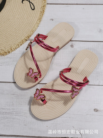 2023 New Butterfly Toe Sandals, Beach Sandals, Occidental Slippers, Chinese Feminis  Wedding Shoes Bride  Womens Shoes