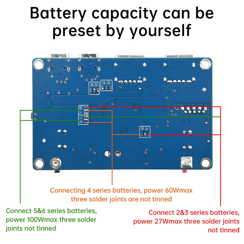 100W PD QC Power Bank Bidirectional Fast Charging Mobile Power Module DIY Power Bank 2-6S Lithium Battery Protection Motherboard