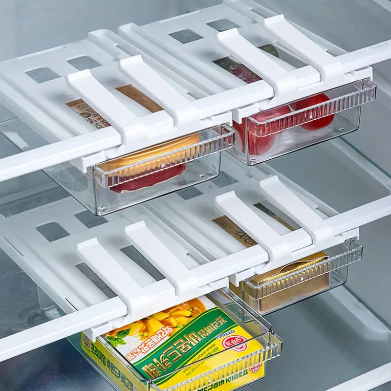 Fridge Organizer Under Shelf Drawer Pull Out Refrigerator Organizer Bin Clear Fridge Storage Container Freezer kitchen Organizer