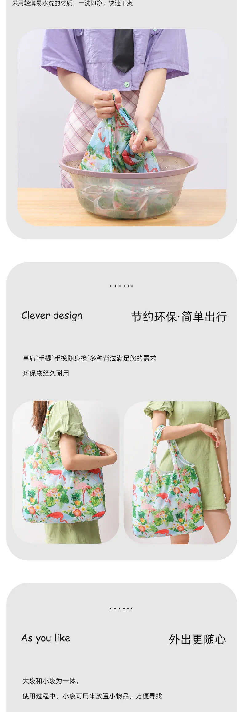 reusable bag Bag Large Foldable Shopping Bag Reusable Grocery Bag Tear-Proof Nylon Bag Suitable For Grocery Recycling Gift