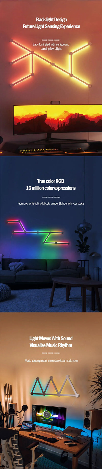 Smart LED Wall Light RGB IC Strip DIY Atmosphere Night Light APP Music Party TV Backlight Bedroom Game Room Decor Night Lights