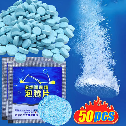 50pcs Car Effervescent Washer Tablet Auto Glass Washing Tablet Car Windscreen Cleaner Windscreen Glass Cleaning Tablet