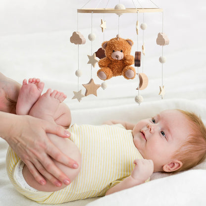 Baby Mobile Crib Bed Bell Musical Rattles Toys Soft Felt Cartoon Animal for Infants Nursery Mobiles Forest Animals Crib Toys