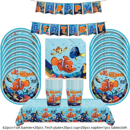 Finding Nemo Birthday Party Decoration Children Party Balloons Disposable Tableware Plates Napkins Cup Tablecloth Party Supplies