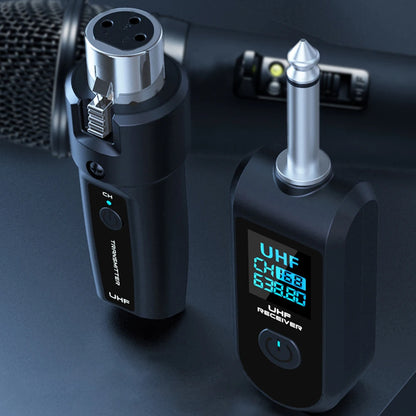 Wireless Microphone Transmitter Receiver System UHF XLR Adapter System for Dynamic Microphone Guitar Audio Mixer PA System