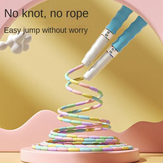 Bamboo Joint Soft Bead Skipping Rope Anti-Skid 2.8m Segmented Fitness Jump Rope Unisex Anti Slip Sports Rope Home Exercise