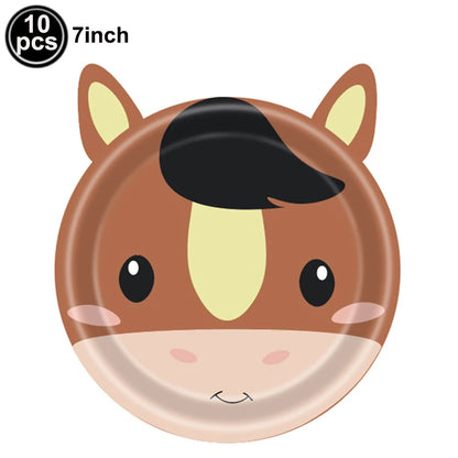 Farm Birthday Party Supplies Animal Farm Paper Plate Pig Sheep Chicken Horses Cows Shape Dinnerware Farm Animal Party Decoration