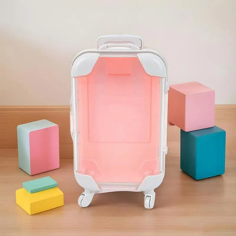 Small travel Suitcase With Wheels Doll Accessories Simulation Pretend Play Toys Portable Storage Containers For Jewelry Candy