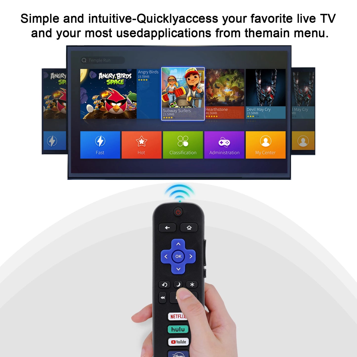替换 Remote Control for All Roku Tv, Compatible with Tcl Roku, Hisense Roku, Onn Roku Smart Tvs 2-Year Warranty, for Roku