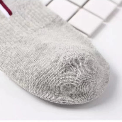 5 Pairs/pack of "Sports" MEN'S Summer Socks, Personalized Boat Socks, Breathable Mesh, Youth Student Socks, Mixed Colors