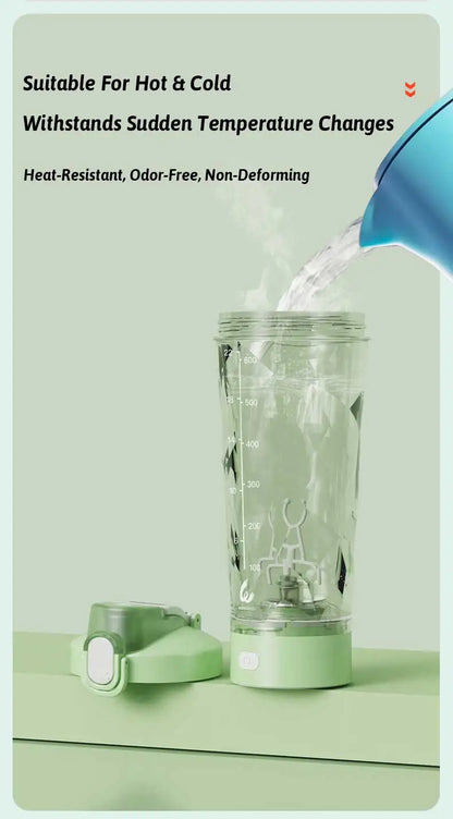 Portable Mixing Cup 600ml Protein Shaker Bottle Fully Automatic Blender Kettle USB Rechargeable Multipurpose for Gym Outdoor