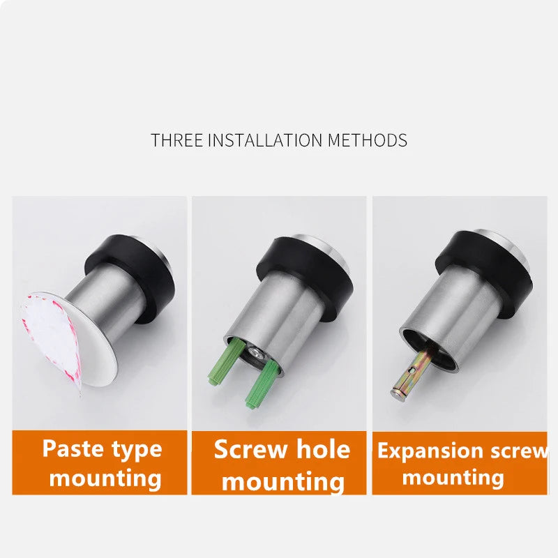 Rubber Door Stopper Stainless Steel Door Protective Pad Wall Protector Door Stop Anti-collision Door Holder Door Stops Hardware