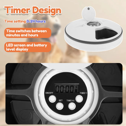 Automatic Pet Feeder 6-Grids 24 Hour Timing Wet/Dry Snacks Feeding Device Battery Powered For Cats Dogs Foods Dispenser NEW