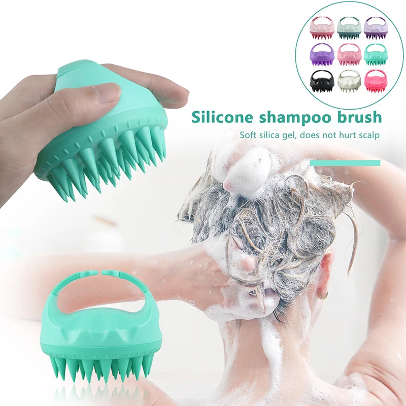 Scalp Massage Shampoo Brush for Hair Care Silicone Bath Brush Shampoo Shower Hair Comb Bath Ball Sponge Body Wash Bathroom Tool