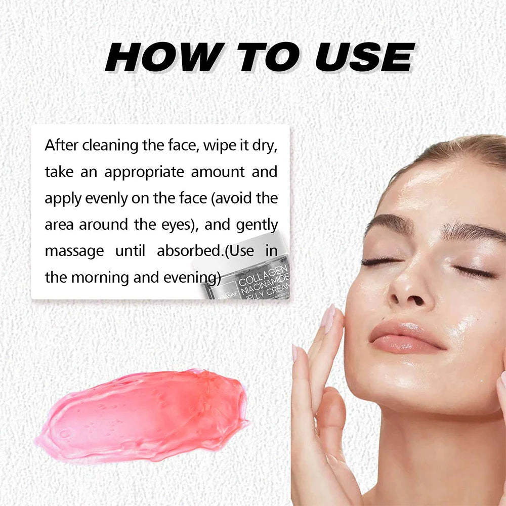 Collagen Jelly Cream Strengthen Skin Barrier 24h Glow & Lifted Moisturize Brighten Skin Niacinamide Hydrolyzed Collagen Gel