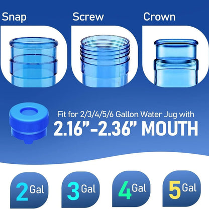 1/2pcs 3&5 Gallon Water Jug Lids Replacement Water Jug Caps, ReusableSilicone Leak Proof Jug Lid For 55mm Bottles