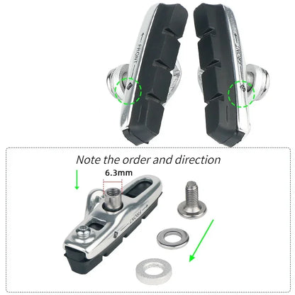 A Pair 55MM Brake Pads for Road Bikes with Metal Rings C-brake Pads Replaceable Brake Blocks Aluminium Alloy Block Bicycle Parts