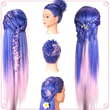Mannequin Head Model With Long Synthetic Hair, Manikin Head Styling Hairdresser Training Head, Doll Head for Braiding Practice