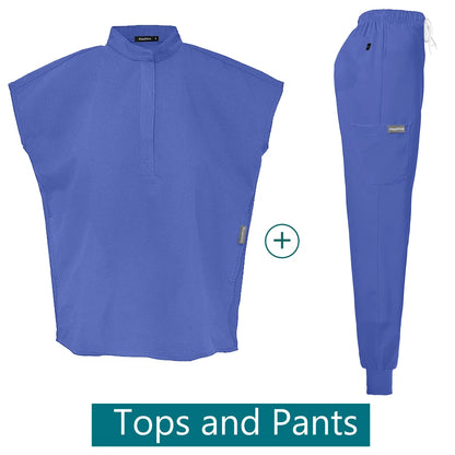 Scrubs Uniforms Sets Medical Nursing Hospital Working Clothes Solid Color Surgical Gowns Breathable Scrub Top Joggers Pants Suit