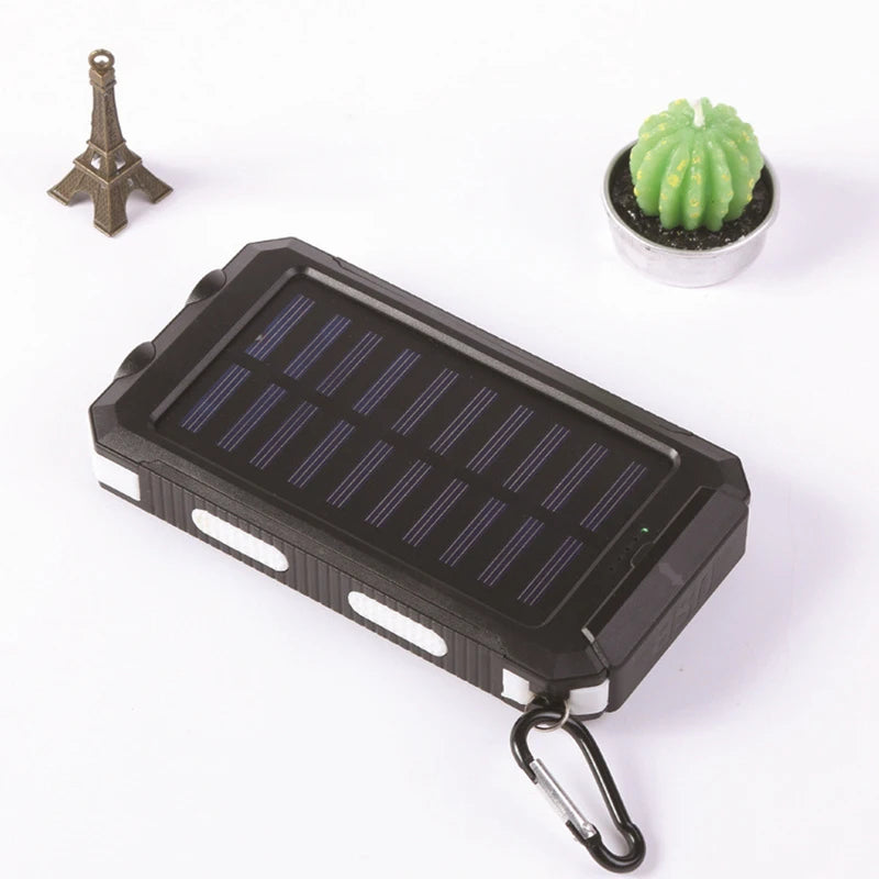 20000mah Waterproof Solar Powerbank Portable Large Capacity Charger Solar Fast Charging Waterproof With Compass For Ios Android