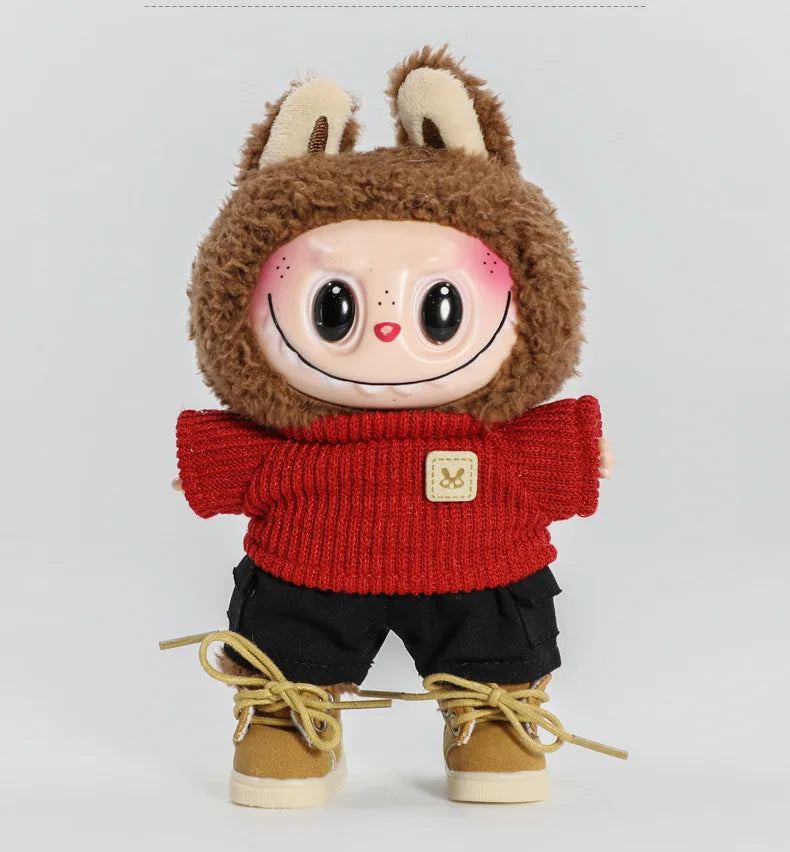 Labubu 17cm  Shoes Fashion labubu Canvas Shoes Clothes Cartoon Baby Canvas Leather Shoes Doll Universal Clothing Accessories