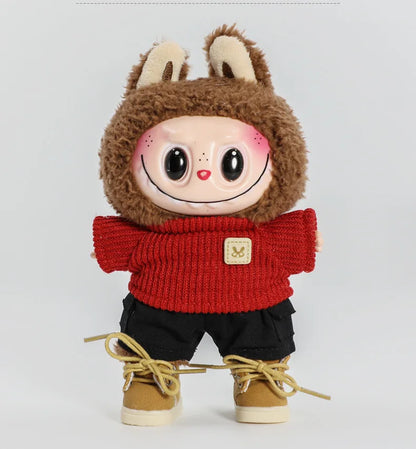 Labubu 17cm  Shoes Fashion labubu Canvas Shoes Clothes Cartoon Baby Canvas Leather Shoes Doll Universal Clothing Accessories