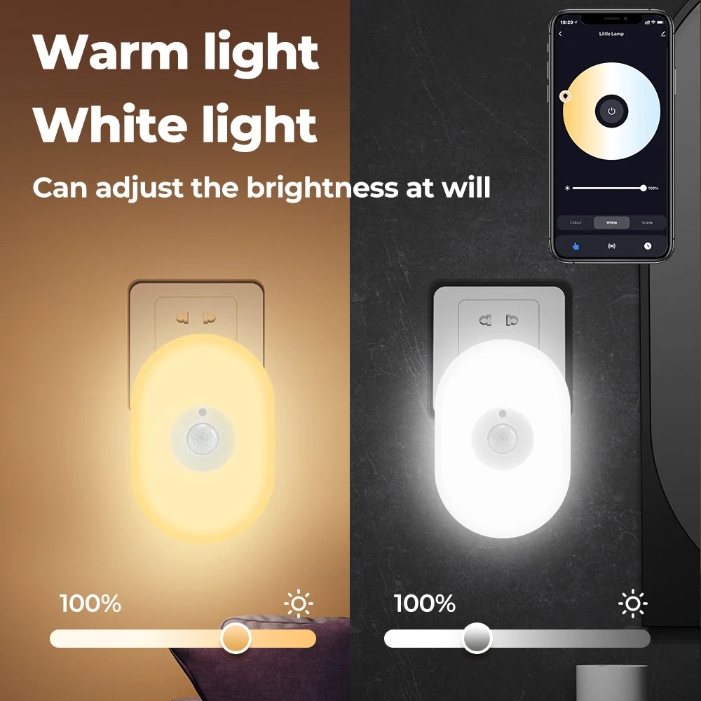 Smart Sensor Wifi Night Light Night Lights Plug Into Wall APP Control Dimmable Timing Atmosphere Wall Lamp For Bedroom