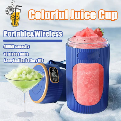 Electric Juicer 10 Blades Portable Blender LED Digital Display Small Juice Cup Rechargeable Wireless Household Milkshake Juice