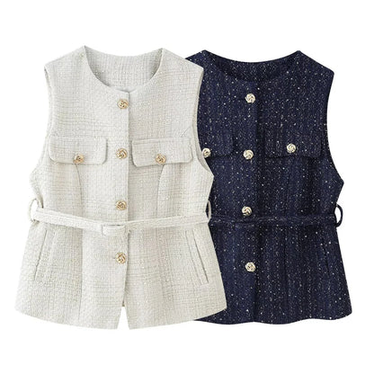 2025 New Women's Clothing European and American Style Fashion Design Sense Small Fragrant Style Decoration Texture Vest