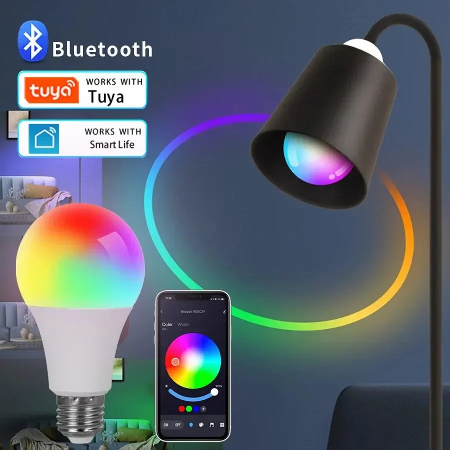 Smart Led Bulbs E27 Tuya Smart Life Bluetooth App Control 220V 110V RGB Lights Ampoules Home Decoration Spotlight Bombilla