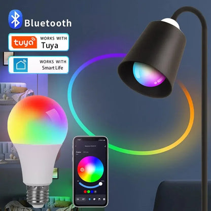 Smart Led Bulbs E27 Tuya Smart Life Bluetooth App Control 220V 110V RGB Lights Ampoules Home Decoration Spotlight Bombilla